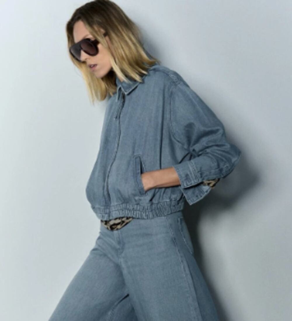 Zara Denim Bomber Jacket Size Large